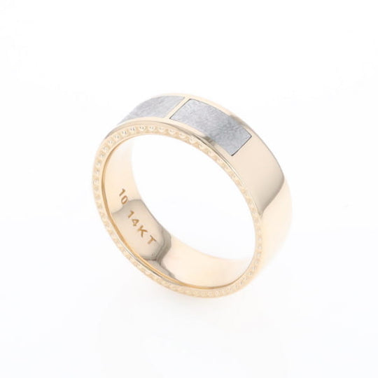 3 Section Men's Meteorite  Milgrain Topped Ring