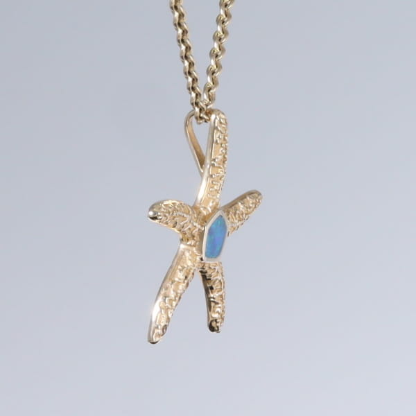 Opal Pendant Inlaid Realistic Star Fish Sea Life Design