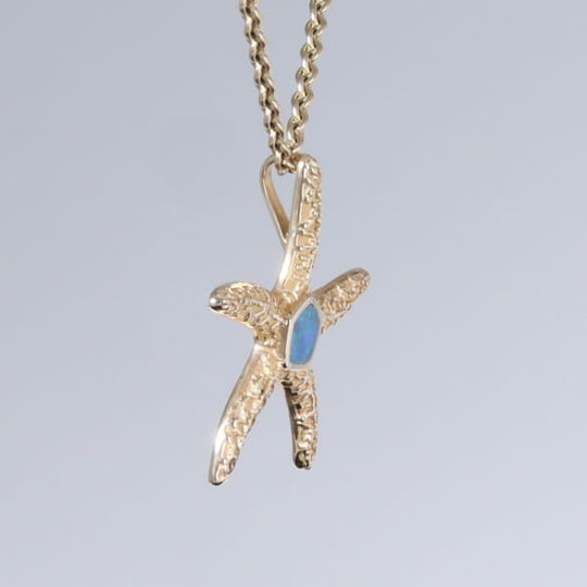 Opal Pendant Inlaid Realistic Star Fish Sea Life Design