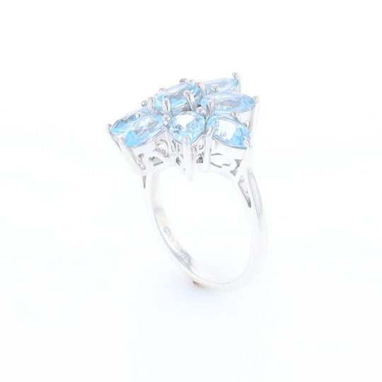 Blue Topaz Flower Ring