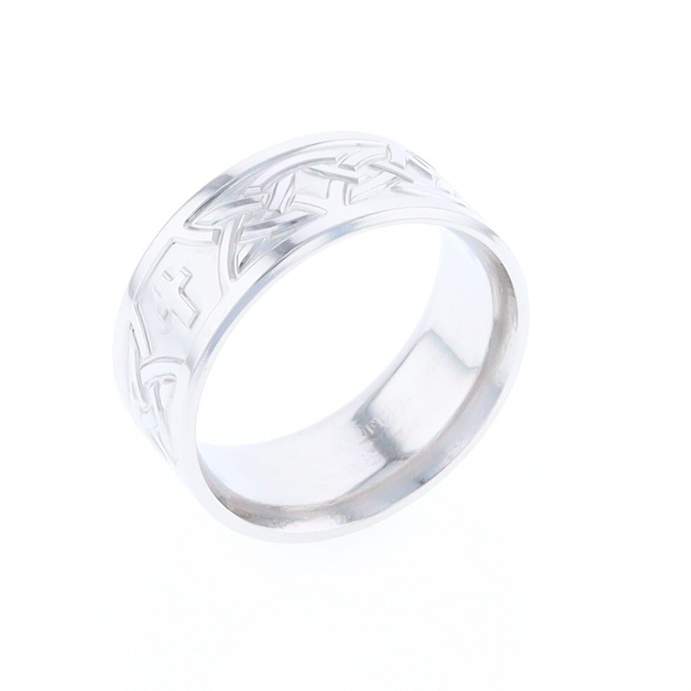 Cobalt Cross and Celtic Design Men's Ring