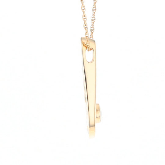 Open Teardrop Round Gold Quartz Inlaid Pendant