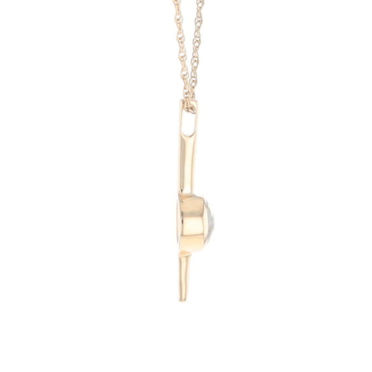 Gold Quartz Necklace Bar Design Round Fine Quality Inlaid Pendant