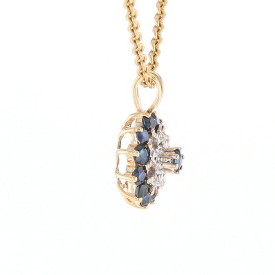 Round Diamond & Sapphire Cluster Pendant