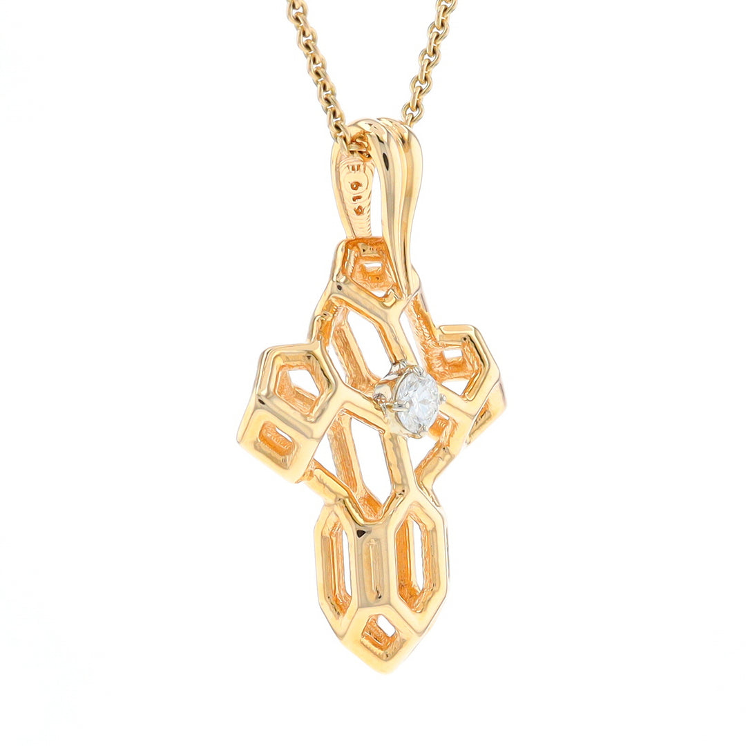Voronoi Cross Pendant with Diamond