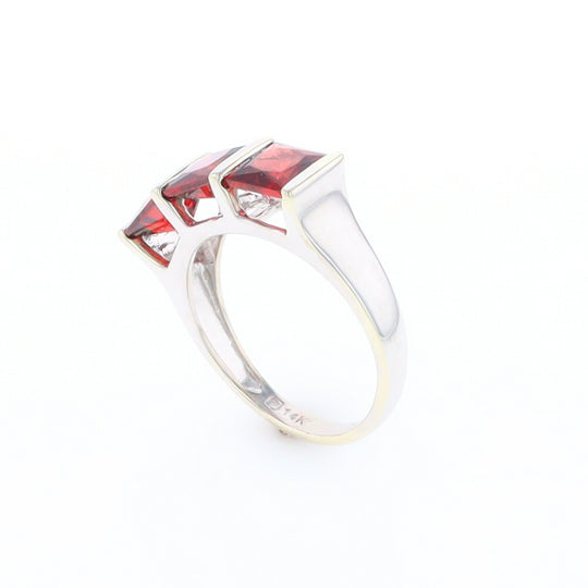 Three Square Garnet Ring