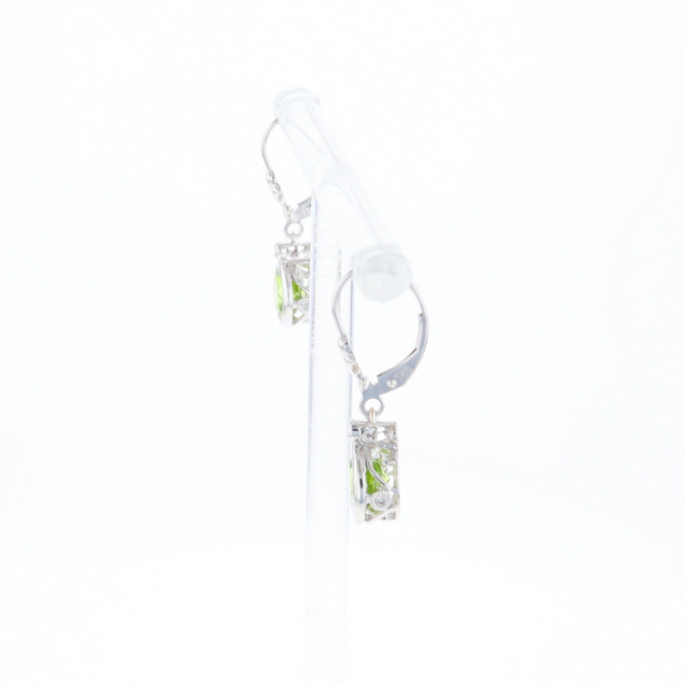 Peridot Dangle Earrings with Diamond Accents