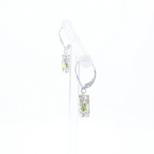 Peridot Dangle Earrings with Diamond Accents
