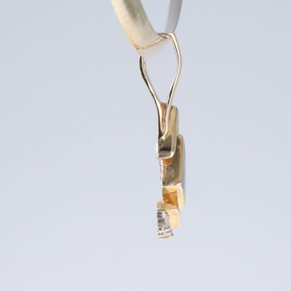 Opal Pendant Triangle Inlaid Design with .07ctw Round Diamonds