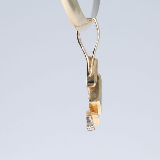 Opal Pendant Triangle Inlaid Design with .07ctw Round Diamonds