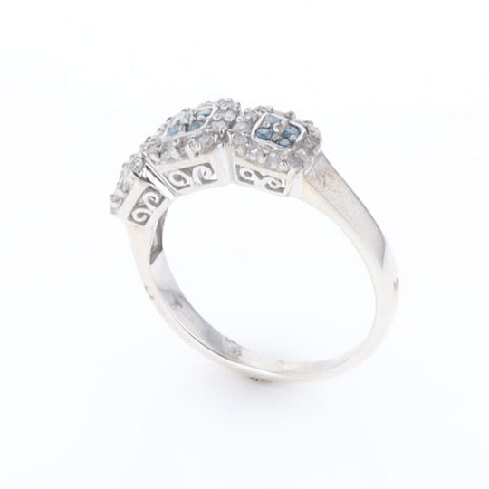 Triple Diamond Halo Ring