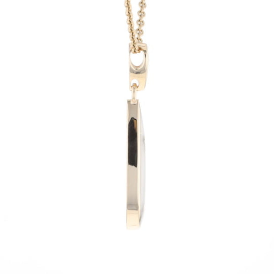 Gold Quartz Pendant Tear Drop Inlaid Design G1