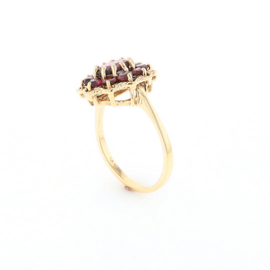 Floral Cluster Garnet Ring