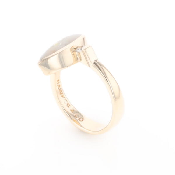 Gold Quartz Ring Pear Shape Inlaid with .18ctw Round Diamonds