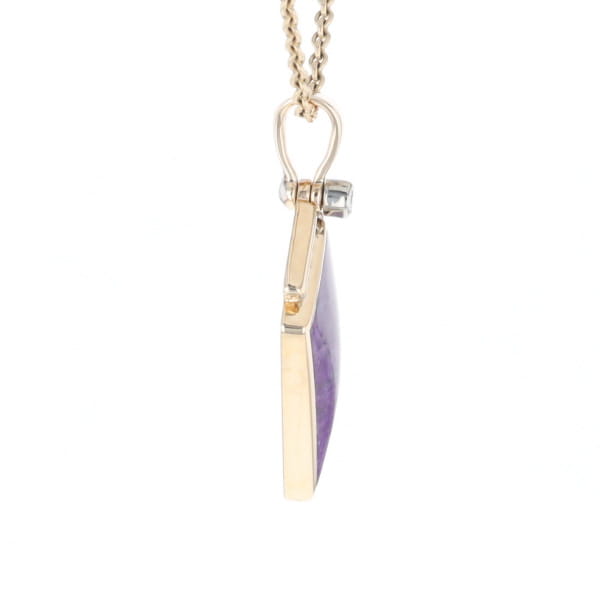 Sugilite Kite Shape Inlaid Pendant with 0.19ctw Diamonds