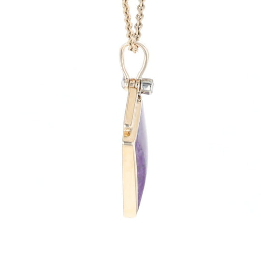 Sugilite Kite Shape Inlaid Pendant with 0.19ctw Diamonds