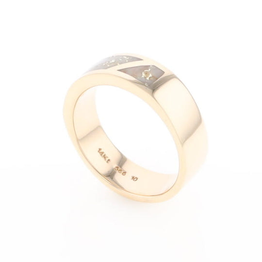 Gold Quartz Ring, 3 Section Inlaid Design