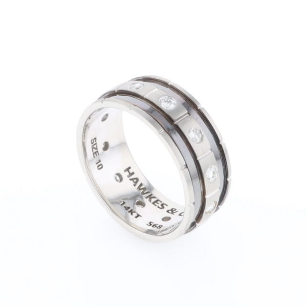 Contemporary Men's Comfort Fit Wedding Band With Diamonds