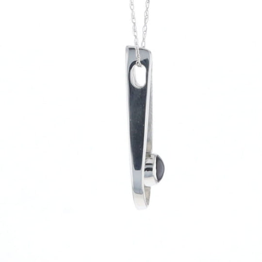 Open Teardrop Round Onyx Inlaid Pendant