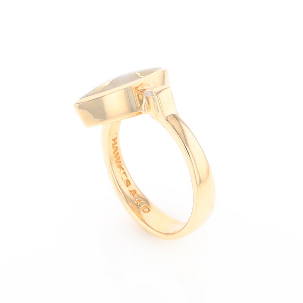 Gold Quartz Ring Pear Shape Inlaid with .18ctw Round Diamonds