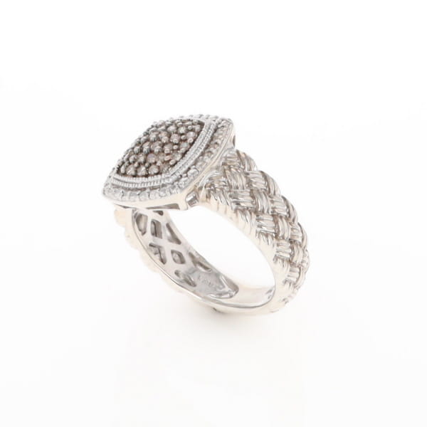 Champaign Diamond Square Braided Cluster Band