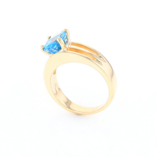 Split Shank Oval Blue Topaz Ring