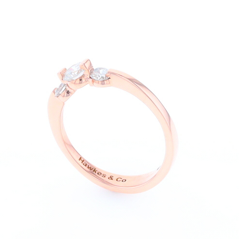 Rose Gold Three-Stone Engagement Ring