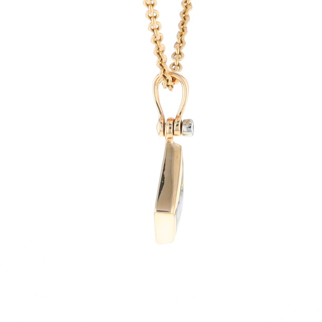 Gold Quartz Necklace Sail Inlaid Design Pendant with .02ct Diamond