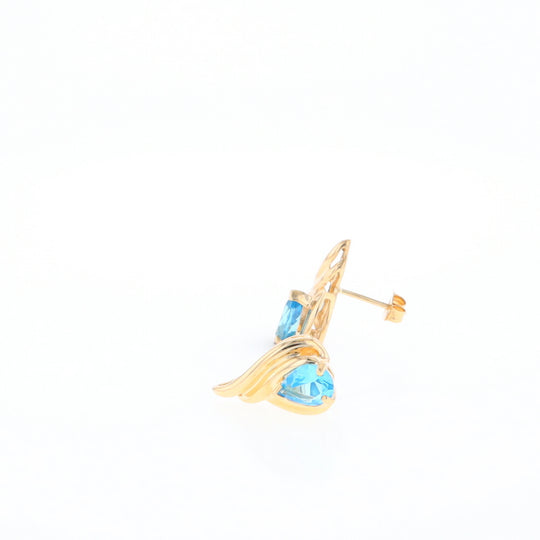 Blue Topaz Swirl Pear Stud Earrings