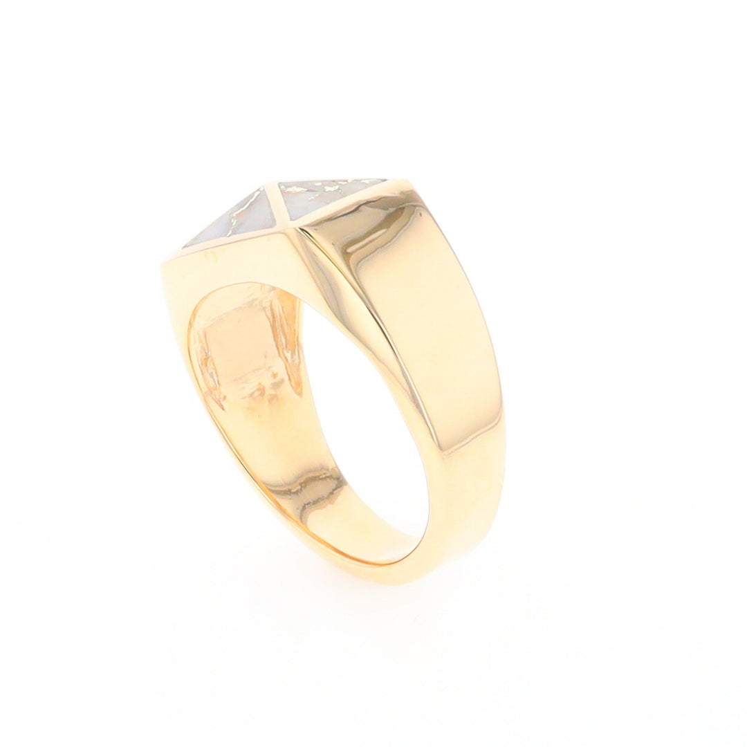 Four Section Gold Quartz Inlaid Men's Ring G2