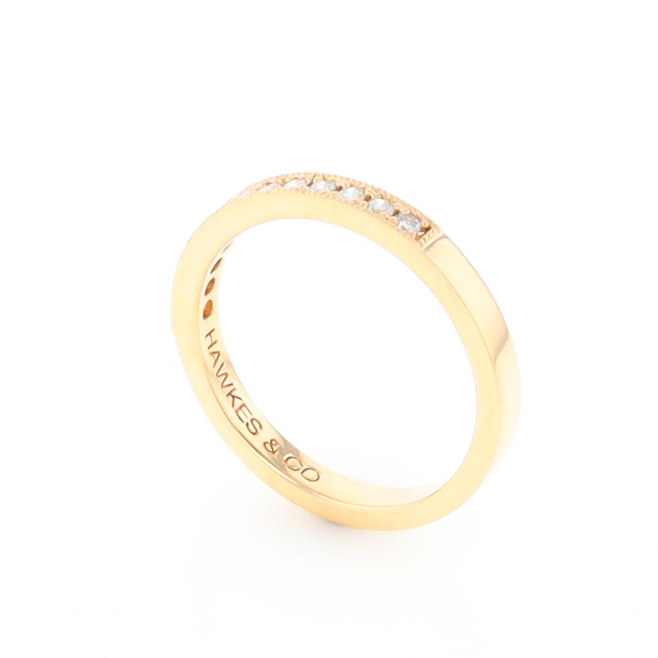 Yellow Gold Milgrain Diamond Wedding Band