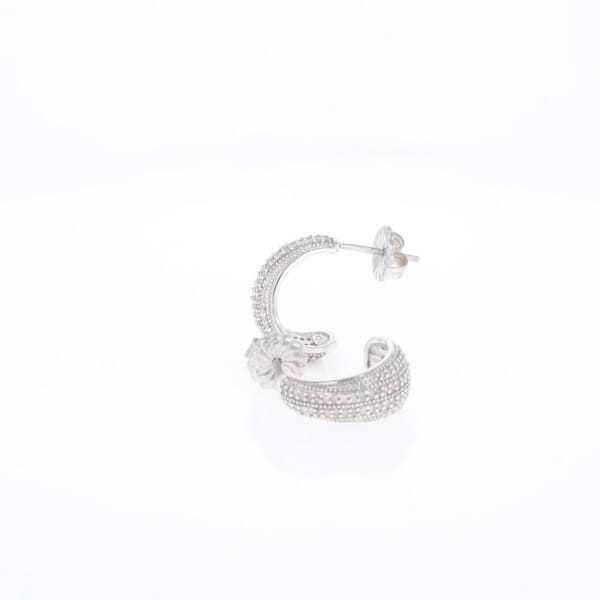Diamond Half Hoop Stud Earrings