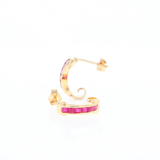 Channel Ruby Semi-Hoop Earrings