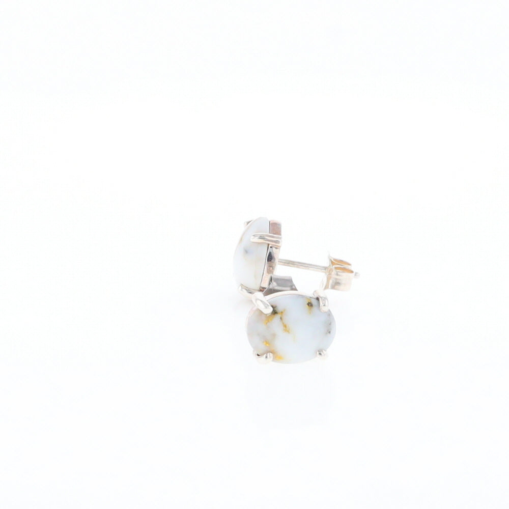 Gold Quartz Cabochon Stud Earrings