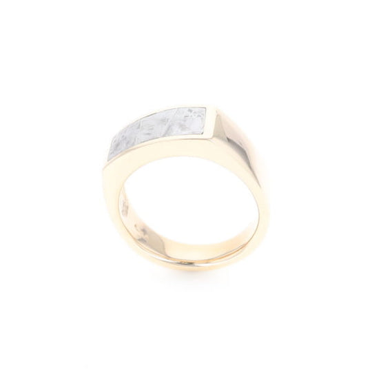 Rectangle Meteorite Inlaid Ring