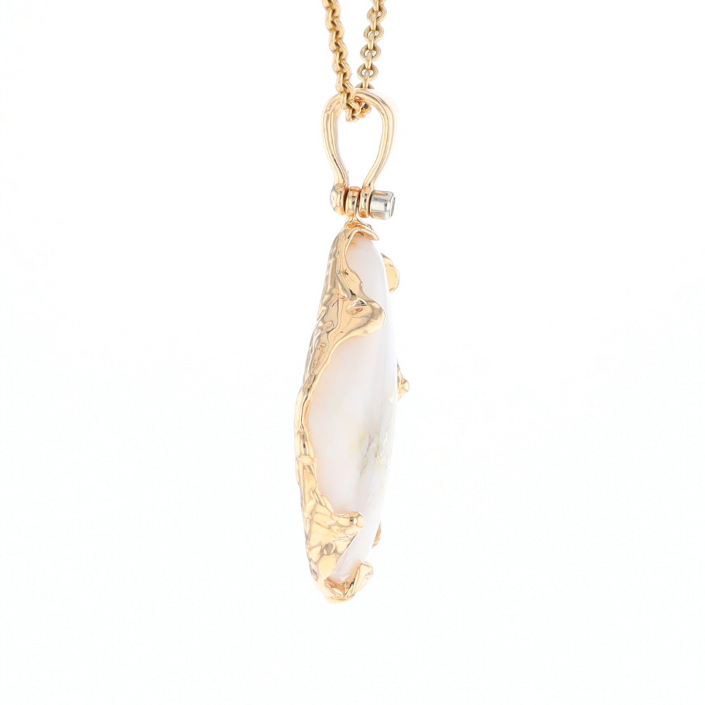 Gold Quartz Freeform Pendant