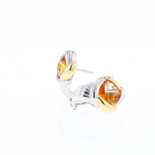 Two-Tone Checkerboard Citrine Earrings