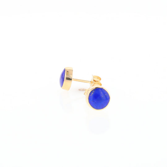 Lapis 6mm Round Inlaid Earrings