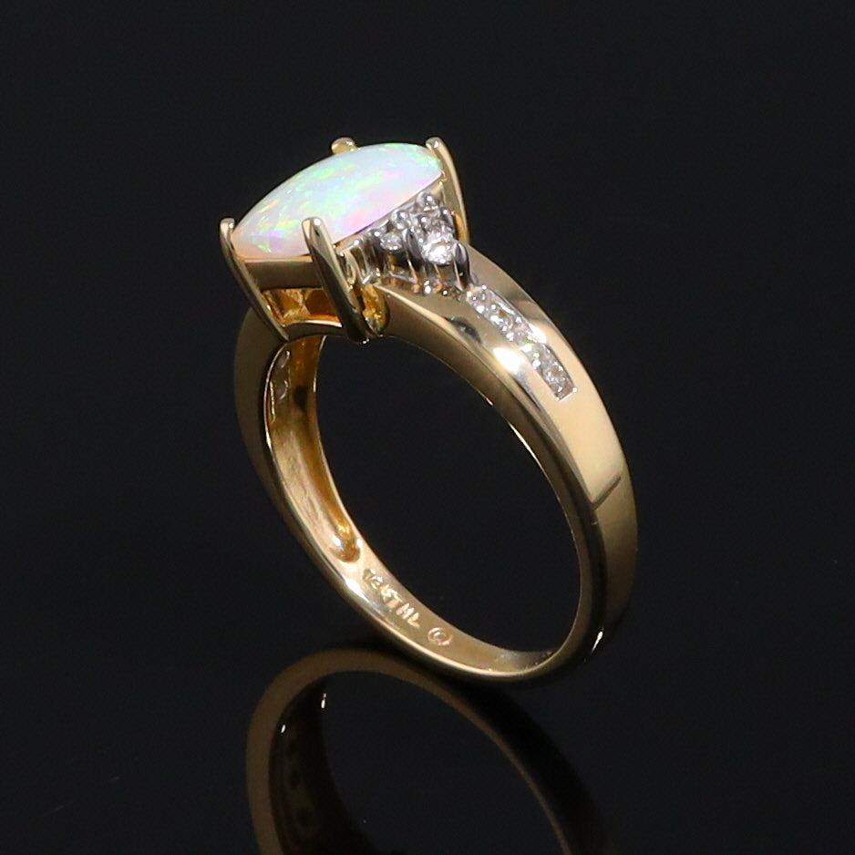 Rectangular Opal Ring with Diamond Accents