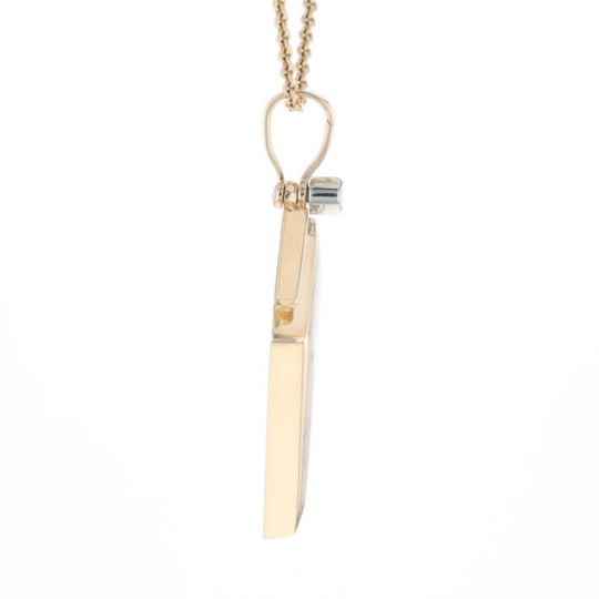 Gold Quartz Necklace Kite Shape Inlaid Pendant with .27ctw Diamonds