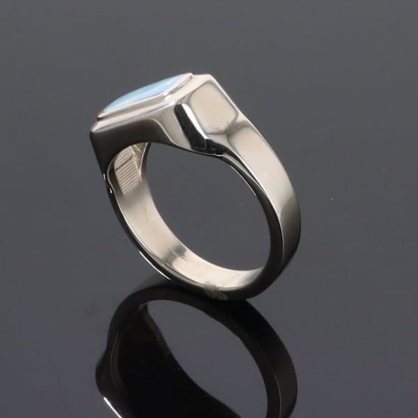 Opal Rings Rectangle Inlaid Design Lady's Ring