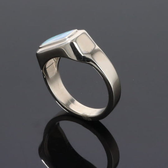 Opal Rings Rectangle Inlaid Design Lady's Ring
