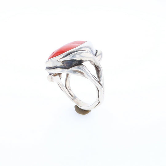 Native Oval Coral Free Form Ring