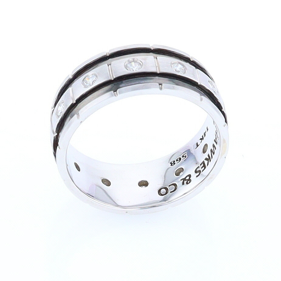 Contemporary Men's Comfort Fit Wedding Band With Diamonds