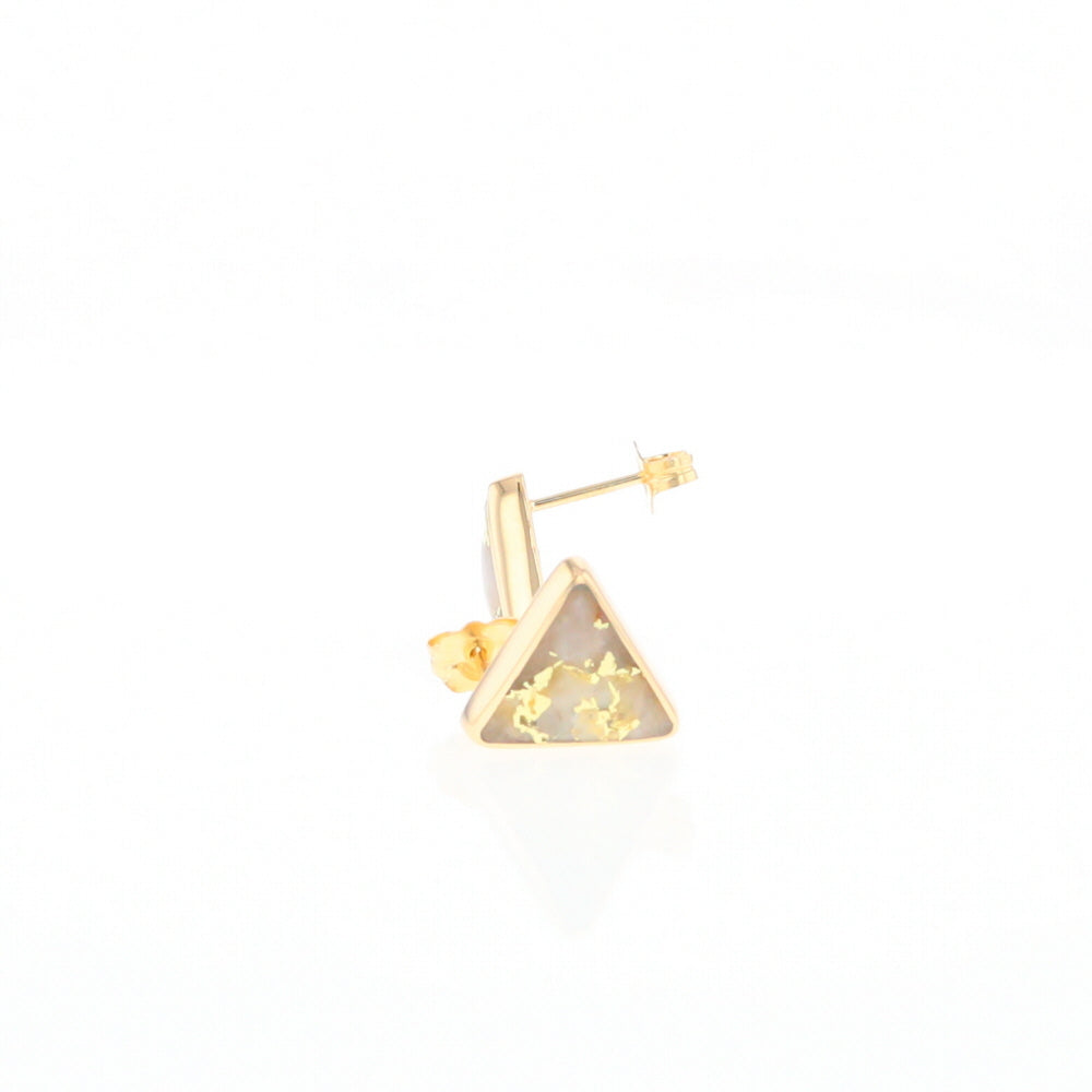 Gold Quartz Earrings Triangle Inlaid Studs - G2