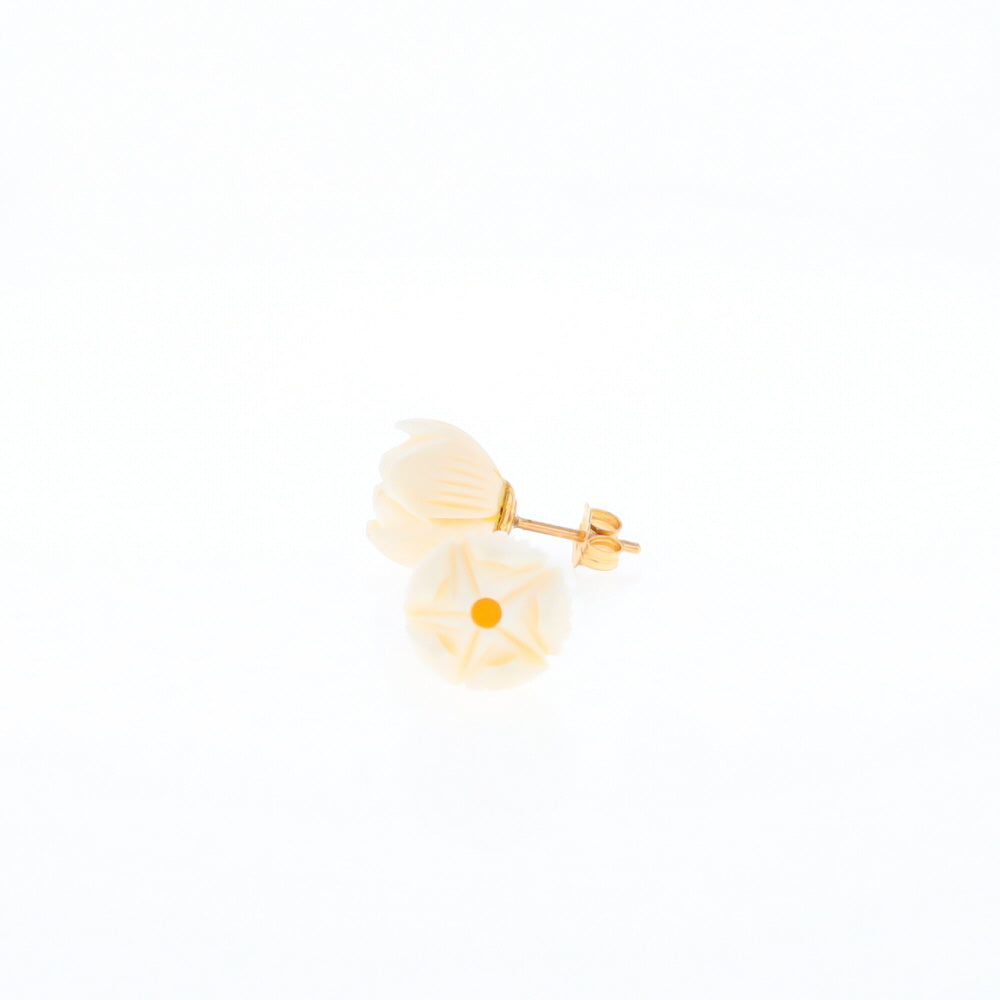 Carved Ivory Flower Stud Earrings