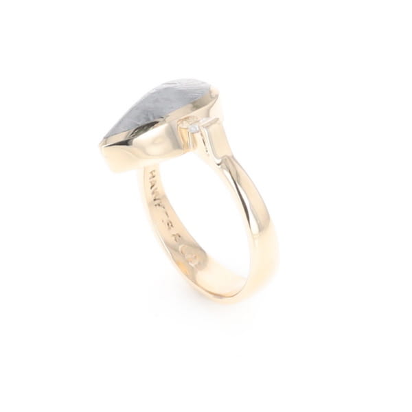 Meteorite Pear Shape Inlay Ring