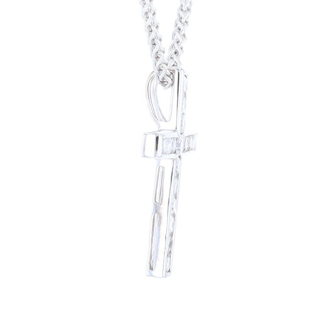 Channel Set Diamond Cross Pendant