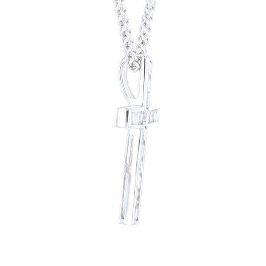 Channel Set Diamond Cross Pendant