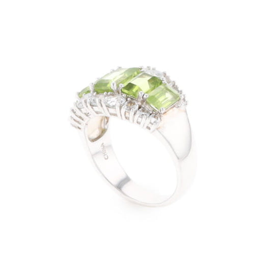 Peridot and CZ Cocktail Ring